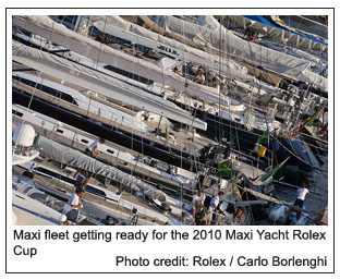 Maxi fleet getting ready for the 2010 Maxi Yacht Rolex Cup,  Photo credit: Rolex / Carlo Borlenghi